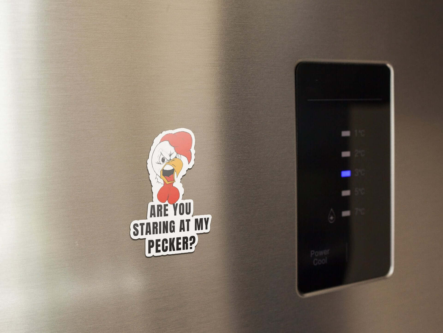 Are you staring at my Pecker - refrigerator magnet bad design Chicken Cock dick fridge magnet funny magnet hand drawn horrible horrible designs magnet meat stick Pecker Penis refrigerator Rooster Stiicker Vinyl