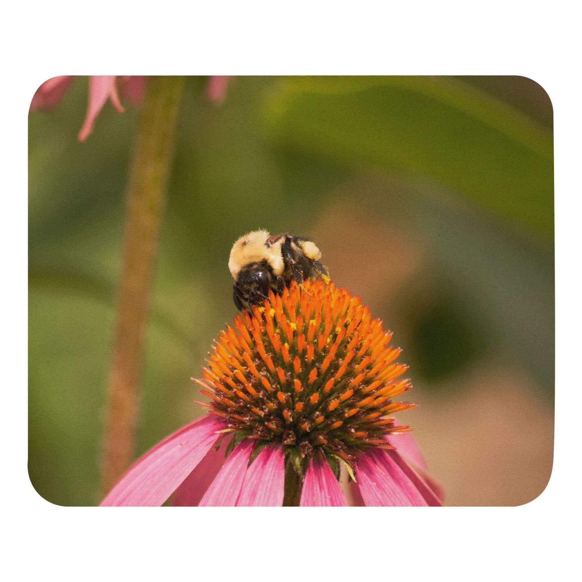 Bee on a cone flower - Mouse pad - Horrible Designs