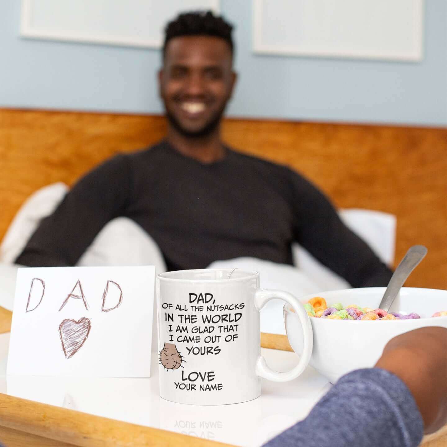 Dad, of all the nutsacks in the world, I am glad that I came out of yours - White glossy mug - Horrible Designs