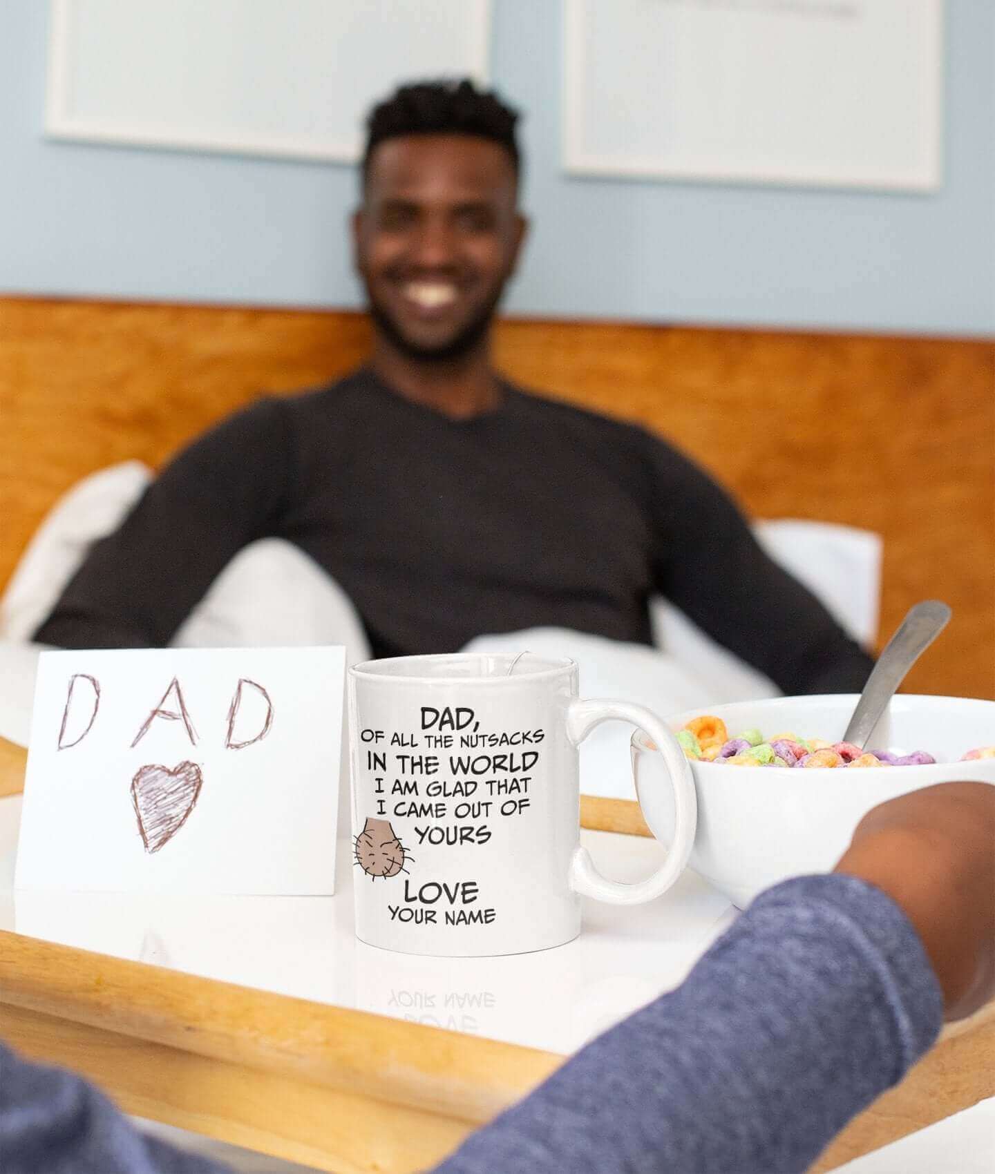 Dad, of all the nutsacks in the world, I am glad that I came out of yours - White glossy mug - Horrible Designs