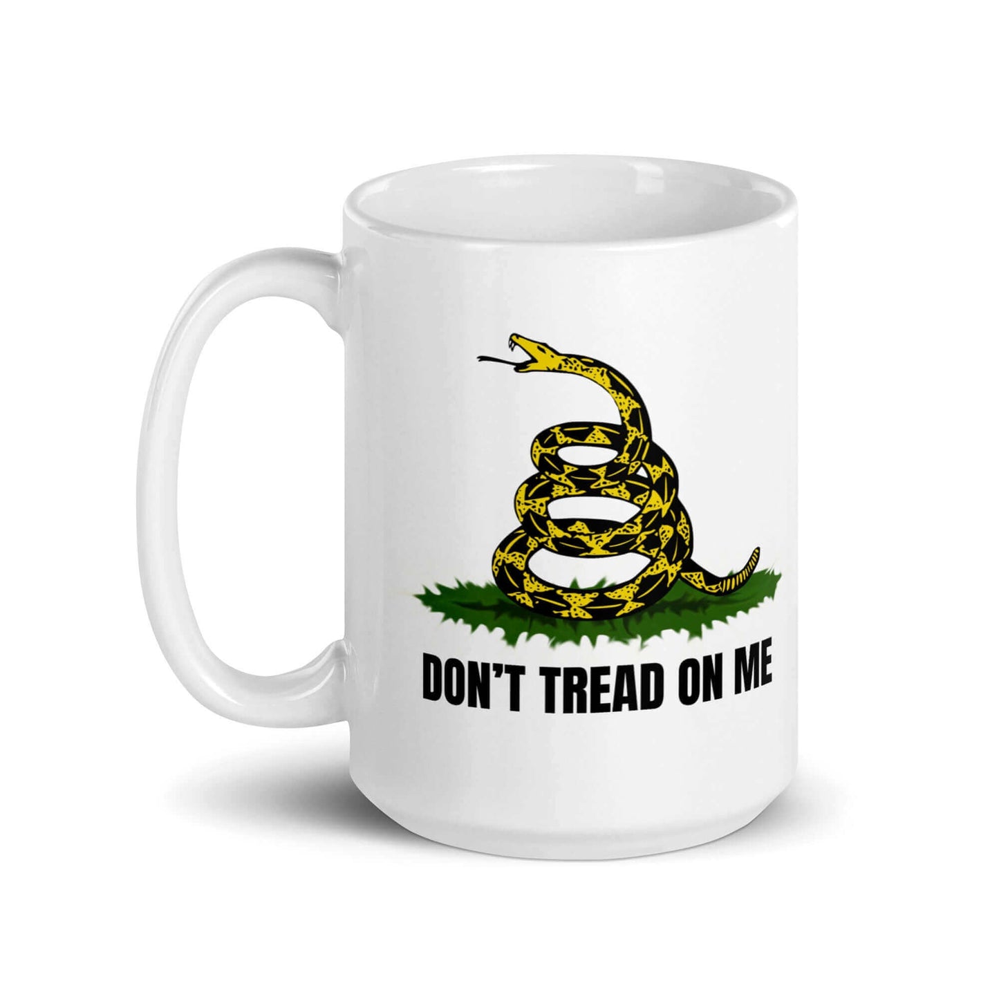 Don't tread on me - White glossy mug 2nd amendment 4th of july agorism constitution dont tread on me freedom gadsden libertarian liberty liberty snake original intent second amendmnet voluntary