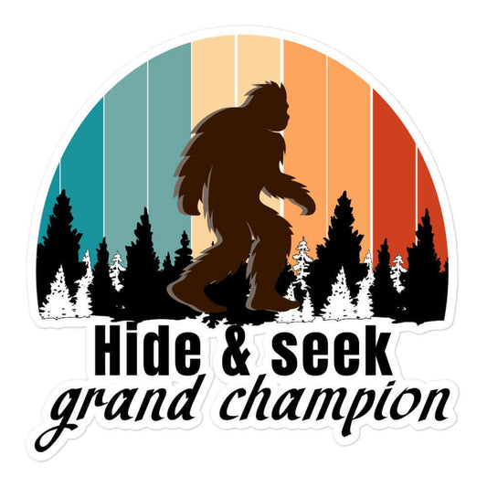 Hide & Seek grand champion - Bubble-free stickers big foot bigfoot find funny sticker game Hide & Seek hide and seek meme sticker sasquatch vinyl sticker water proof sticker yeti