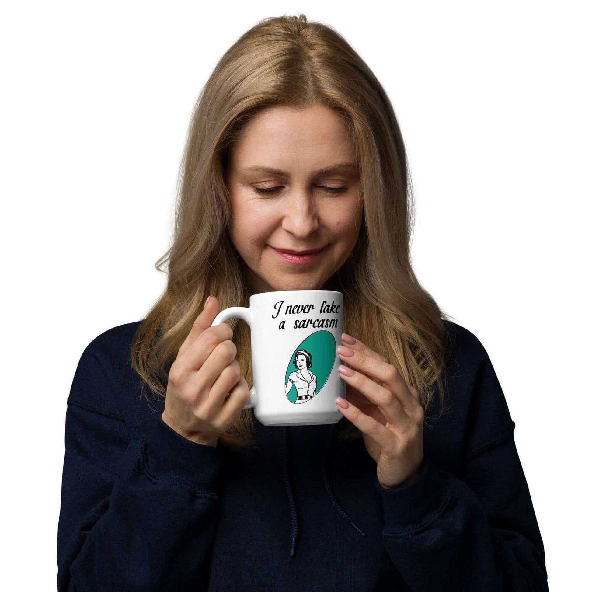 I NEVER fake a sarcasm - White glossy mug - Horrible Designs
