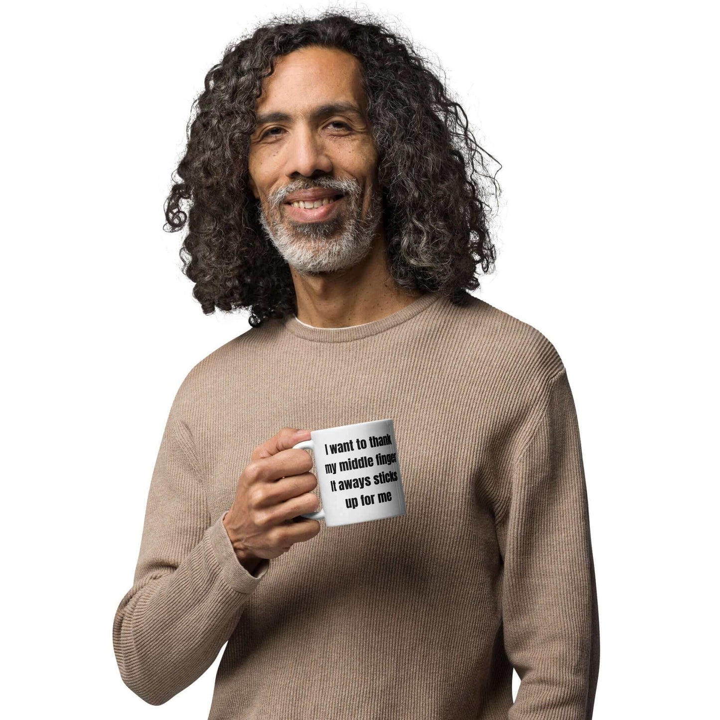 I want to thank my middle finger. It always sticks up for me - White glossy mug - Horrible Designs