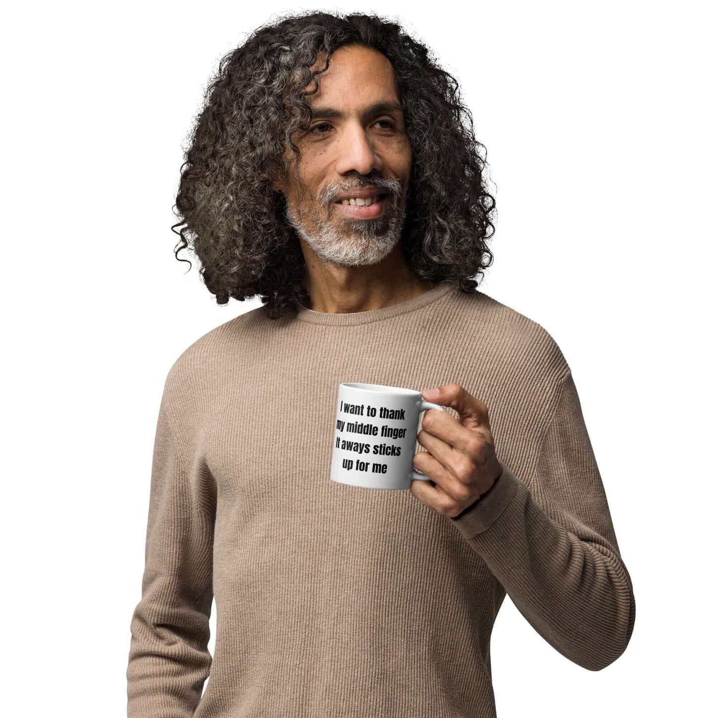 I want to thank my middle finger. It always sticks up for me - White glossy mug - Horrible Designs