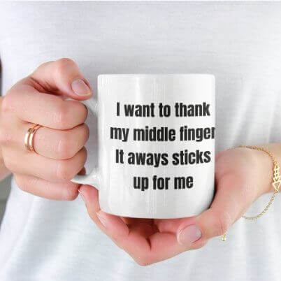 I want to thank my middle finger. It always sticks up for me - White glossy mug - Horrible Designs