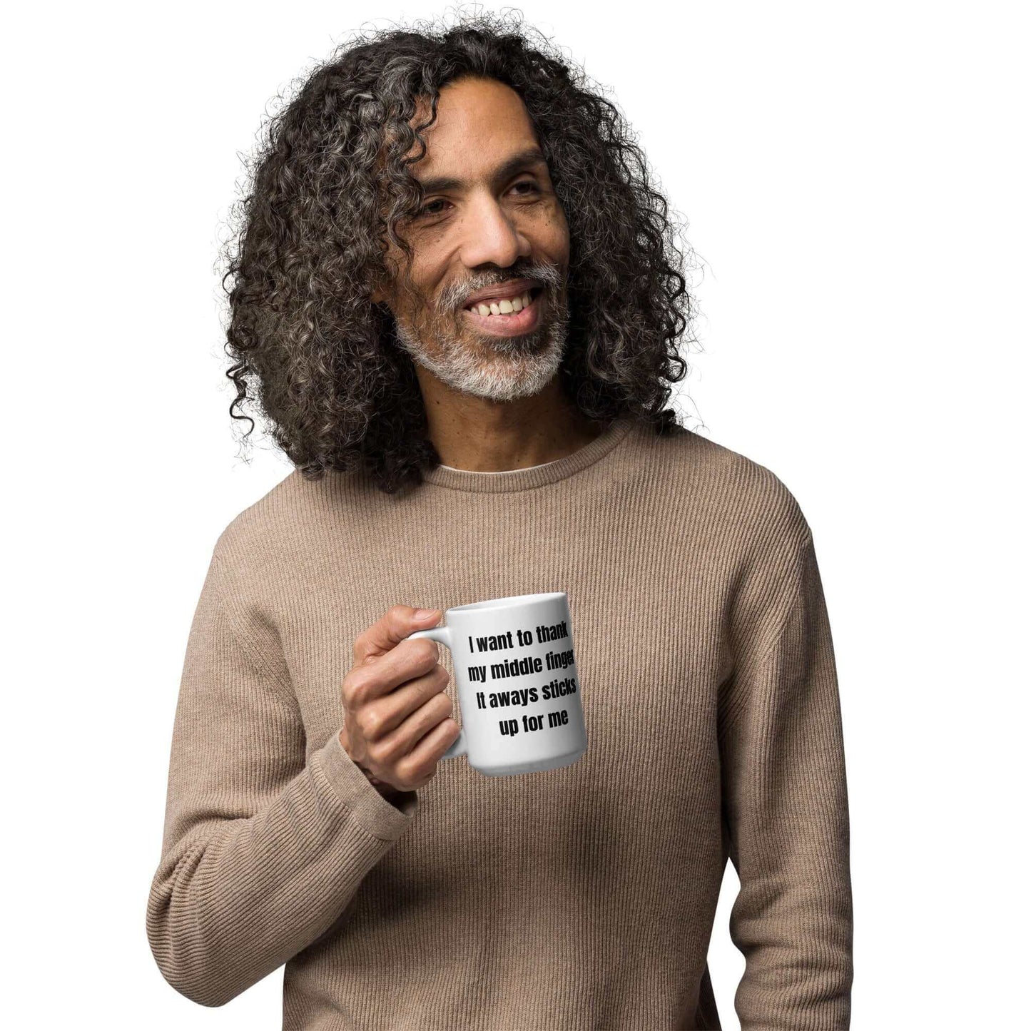 I want to thank my middle finger. It always sticks up for me - White glossy mug - Horrible Designs