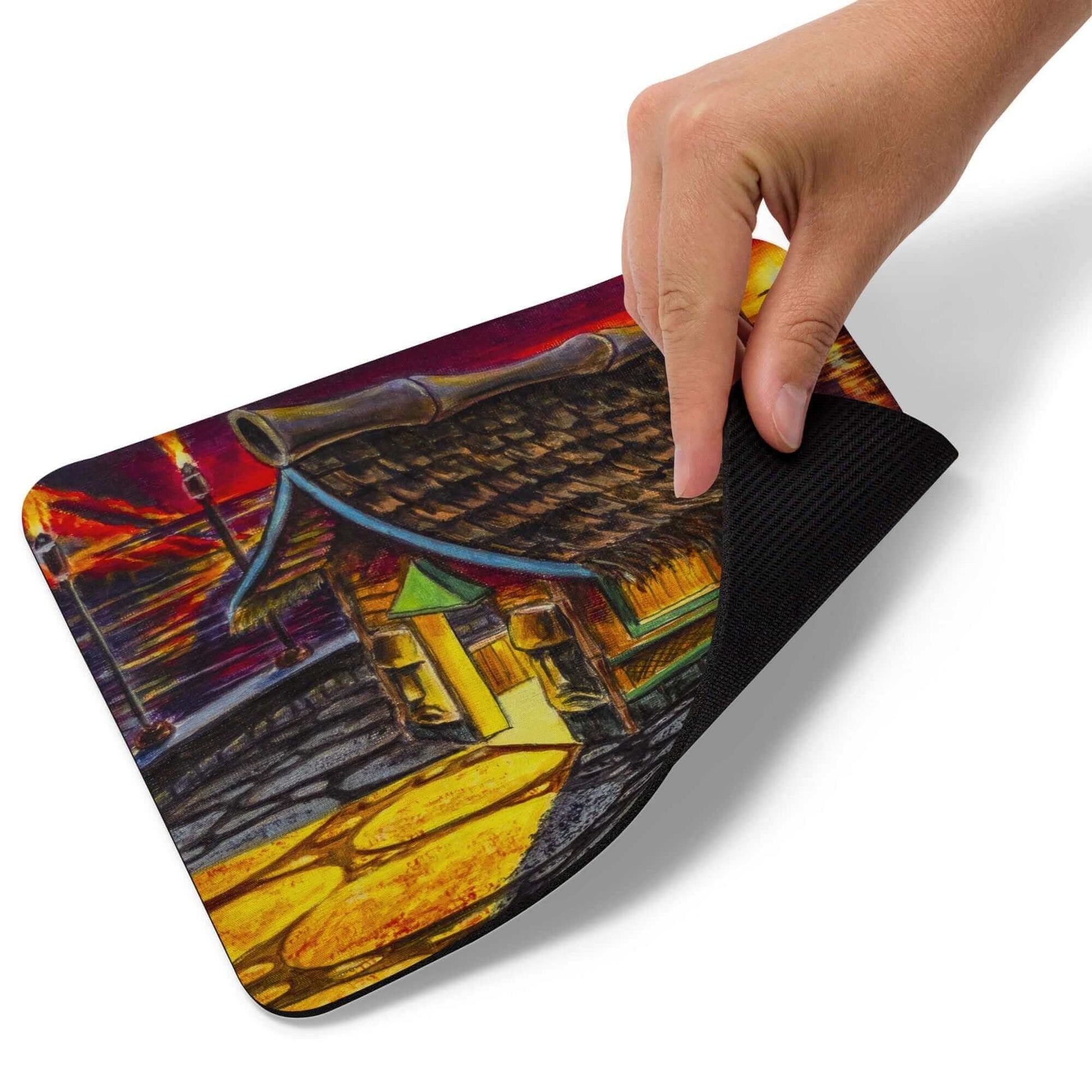 Island Tiki Hut - MaddK Studio - Mouse pad MaddK Tiki Tiki art Tiki Bar Tiki Hut Tiki Island Tiki Lounge Tiki Painting Tiki Village