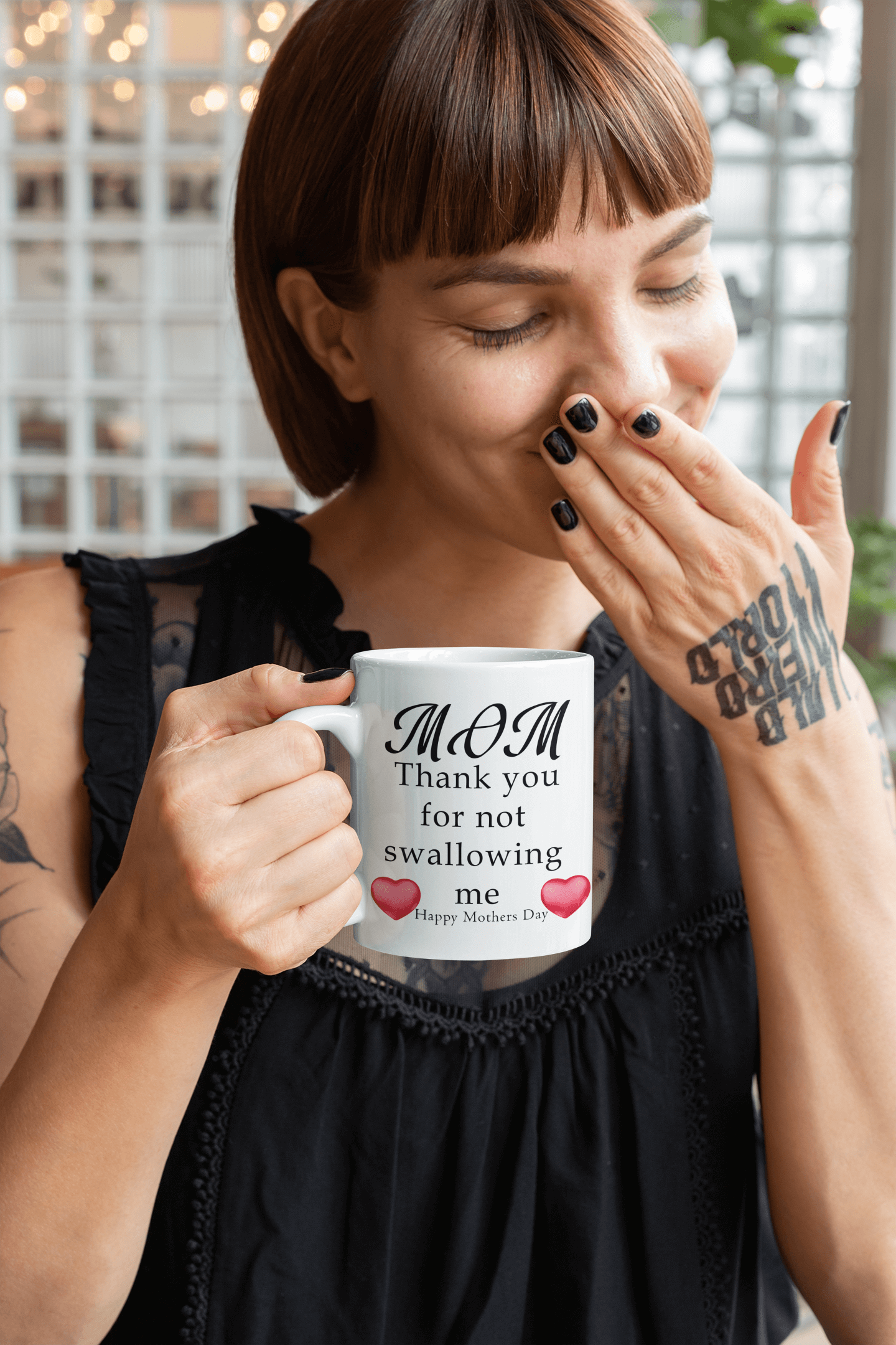 Mom, thank you for not swallowing me - Happy Mothers day - White glossy mug