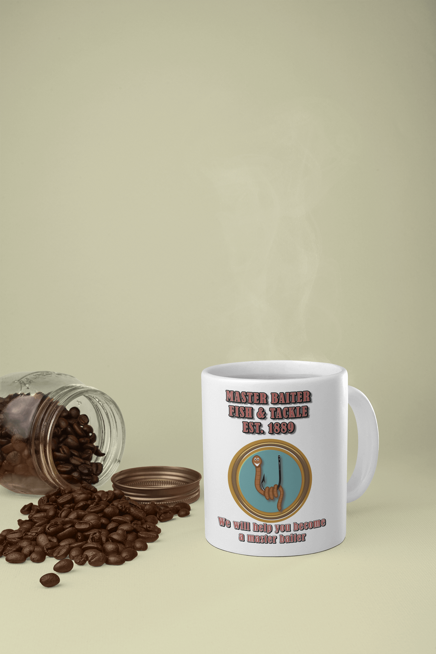 Master Baiter fishing and tackle - White glossy mug