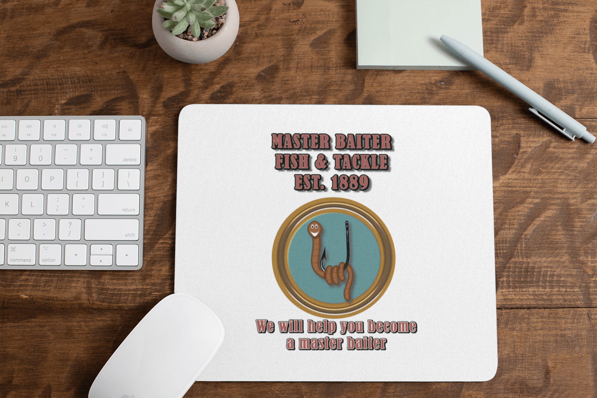 Master Baiting fish and tackle - Mouse Pad All fake company FB fish and tackle Fishing fishing store funny fishing funny mouse pad master bait master baiting masturbate mouse pad