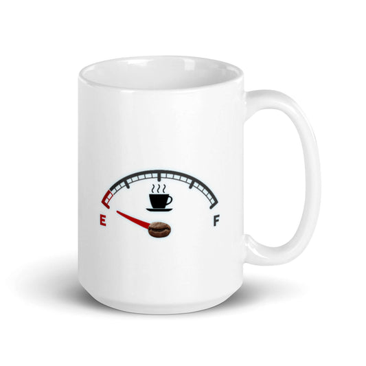 Running on empty, I NEED coffee! - White glossy mug - Horrible Designs