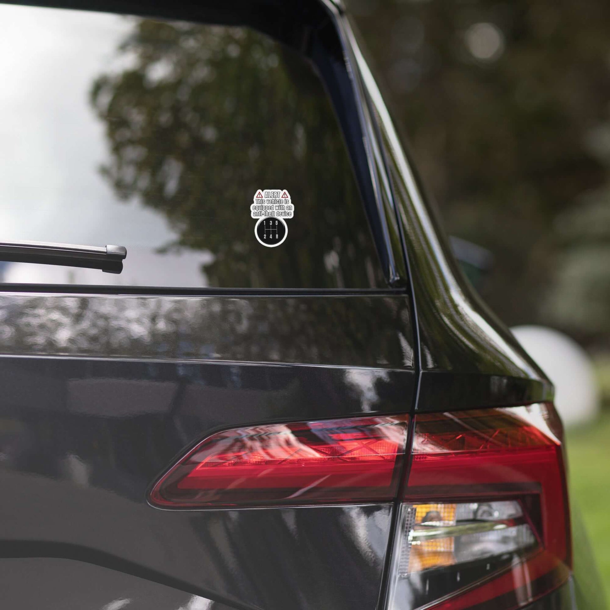 This vehicle is equipped with an anti-theft device- Bubble-free anti-theft funny sticker manual transmission meme sticker millenial stick shift sticker vinyl sticker water proof sticker zennial