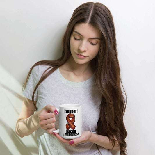 I support bacon awareness - White glossy mug
